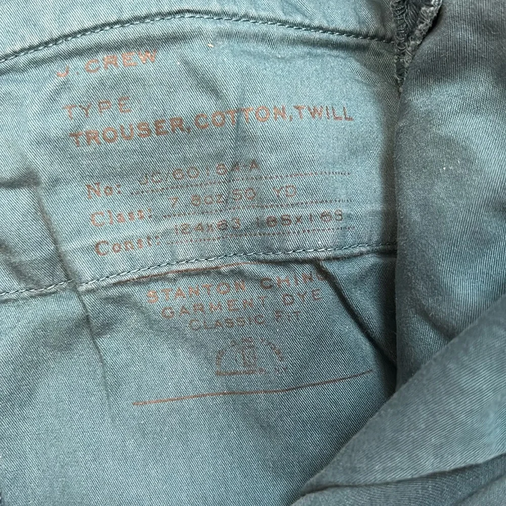J. Crew Stanton Chino Pants Cotton Twill Trousers Classic‎ Fit Business Teal 33